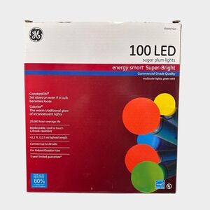 New GE Sugar Plum 100 LED Multi Color Lights Count Energy Smart Indoor/Outdoor